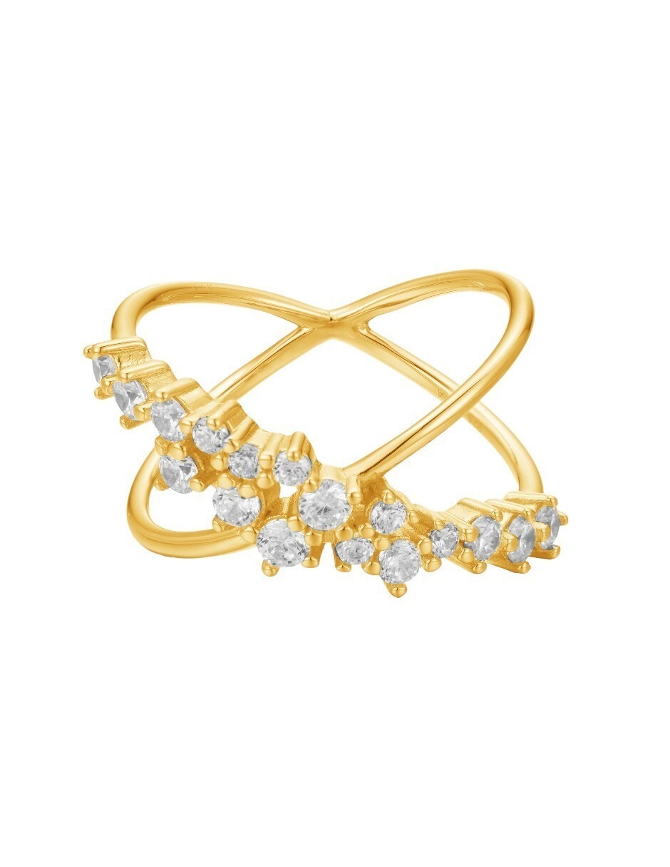 Anillo Classic Revisite de plata P 925 cristal con acabado baño de oro