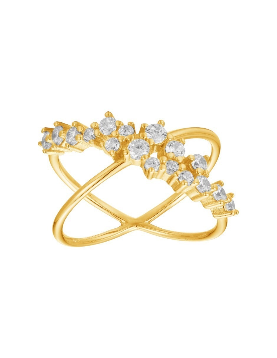 Anillo Classic Revisite de plata P 925 cristal con acabado baño de oro