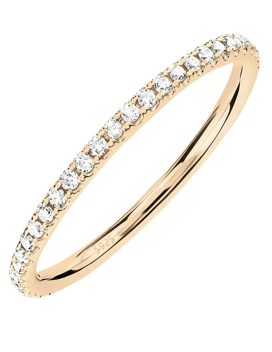 Anillo con gema redondo P 925 de plata circonita brillante 4