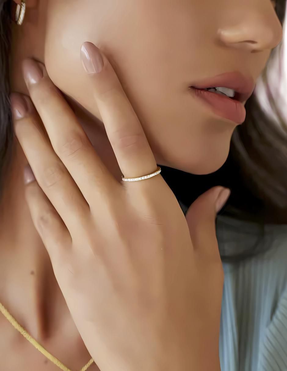 Anillo con gema redondo P 925 de plata circonita brillante 2
