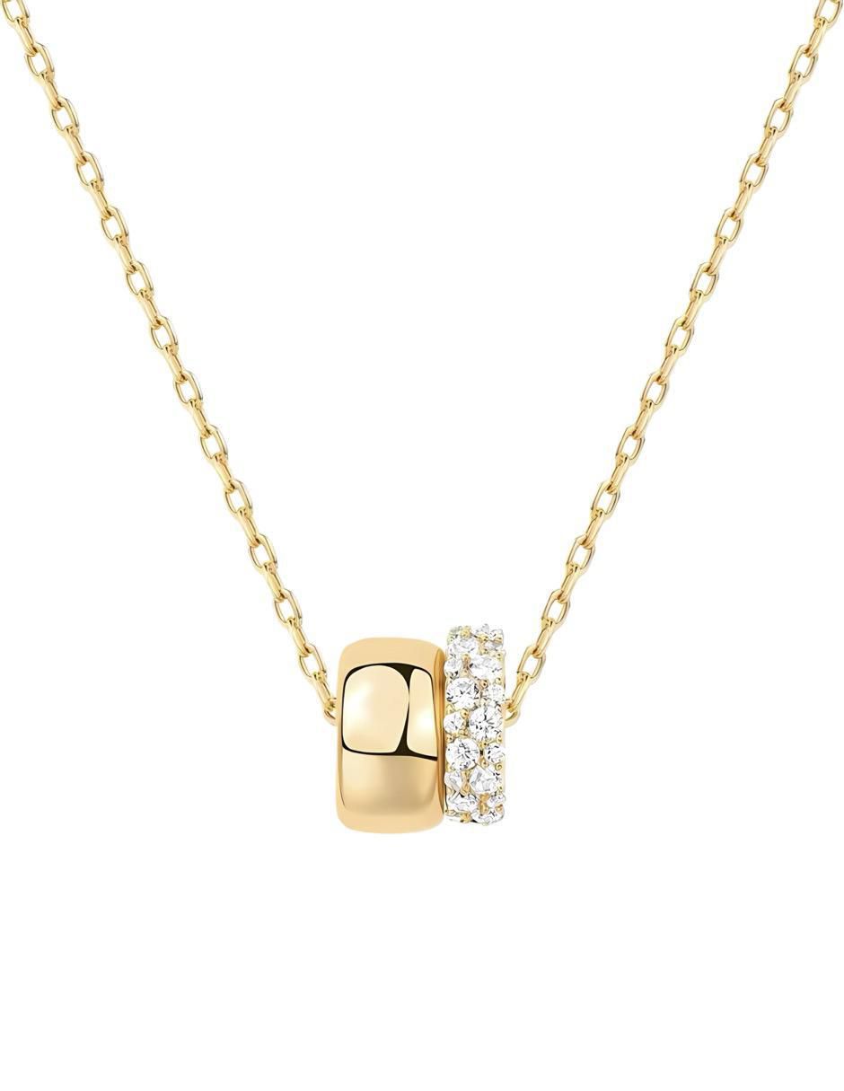 Collar con dije redondo de plata P 925 y Oro 14 K Collar con dije redondo de plata P 925 y Oro 14 K