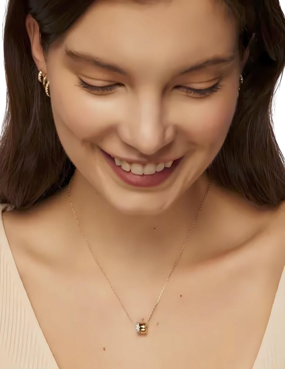 Collar con dije redondo de plata P 925 y Oro 14 K 3