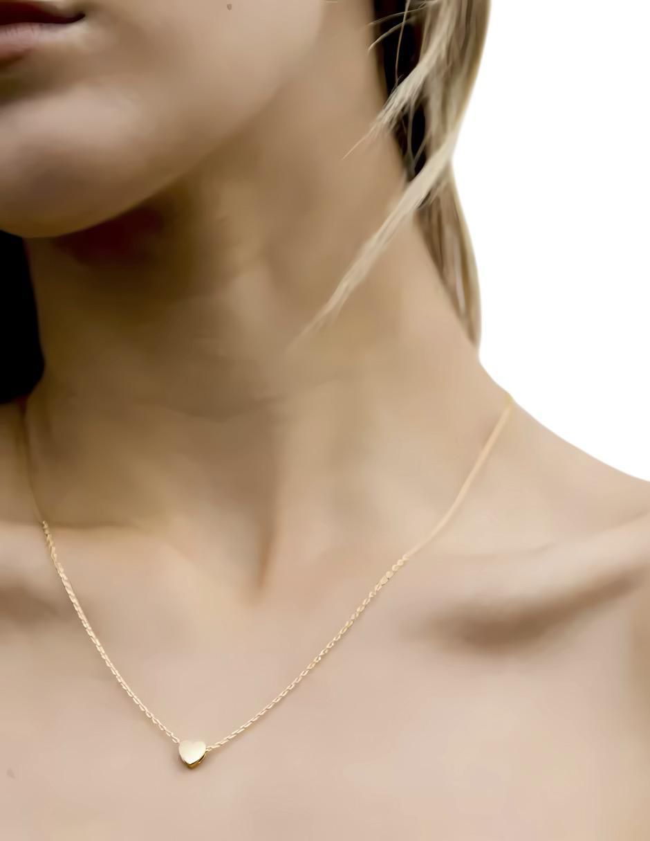 Collar con dije de corazón de plata P 925 y 14 K