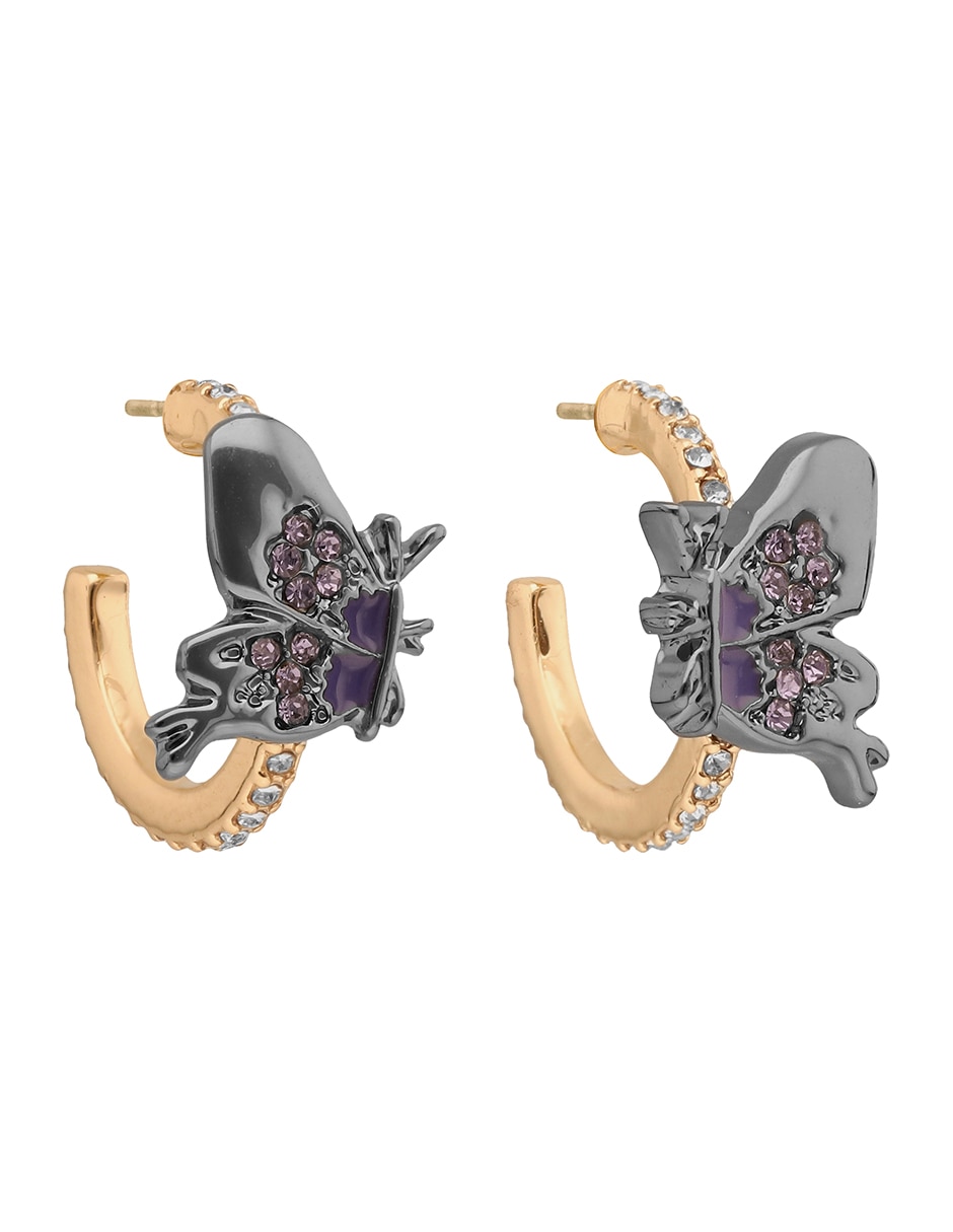 Aretes cortos de mariposa anne klein x anjelica roselyn con acabado liso esmaltado 2