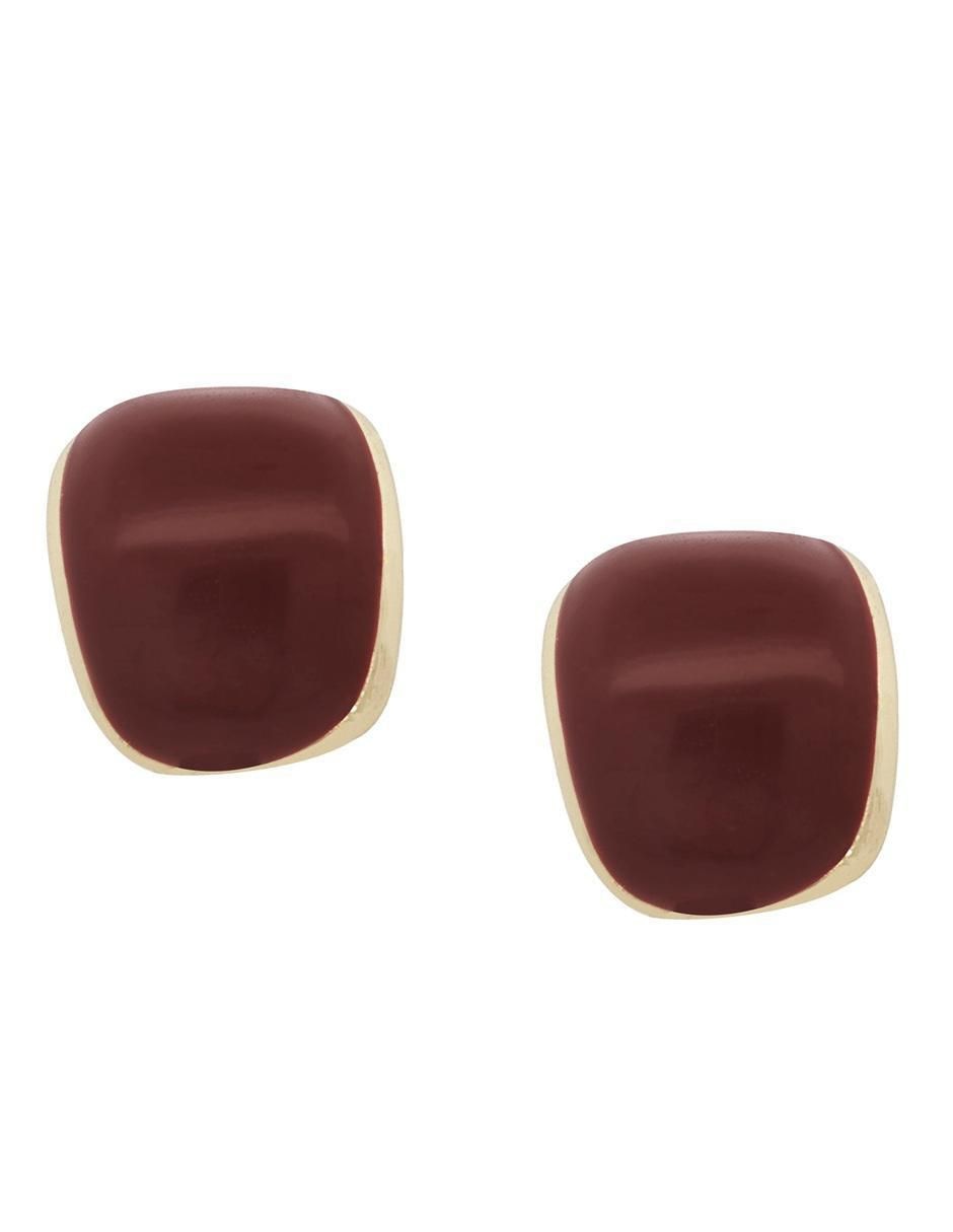 Aretes cortos cuadrados 18 K con acabado chapa de oro