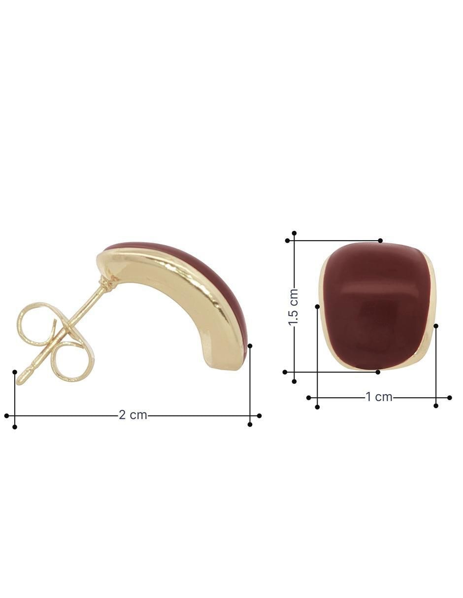 Aretes cortos cuadrados Horoz 18 K con acabado chapa de oro