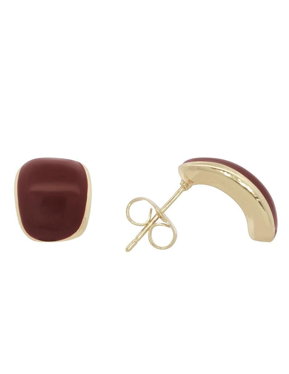 Aretes cortos cuadrados Horoz 18 K con acabado chapa de oro