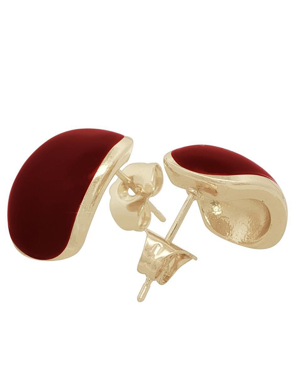 Aretes cortos cuadrados Horoz 18 K con acabado chapa de oro