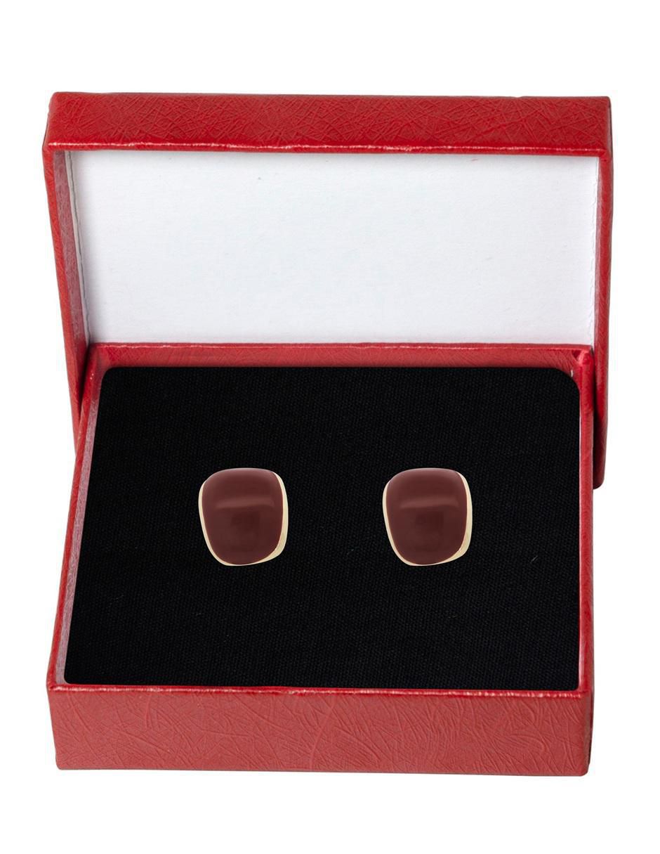 Aretes cortos cuadrados Horoz 18 K con acabado chapa de oro