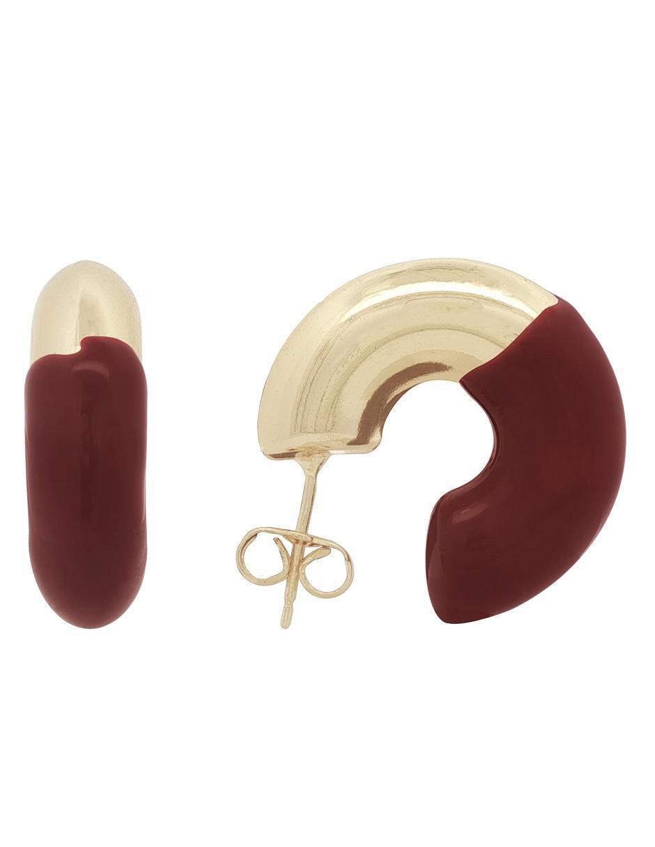 Aretes cortos de media luna 18 K con acabado chapa de oro