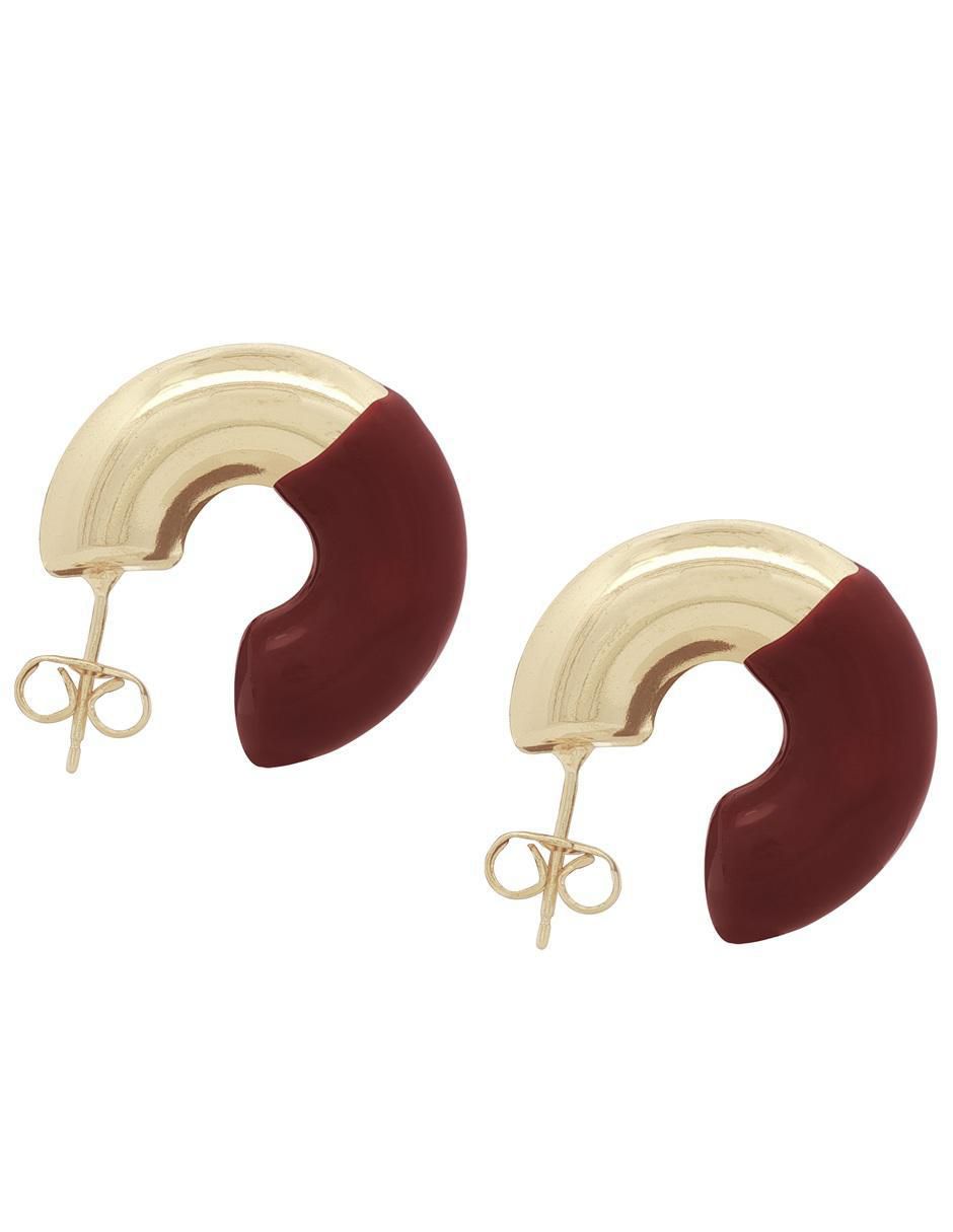 Aretes cortos de media luna Horoz 18 K con acabado chapa de oro