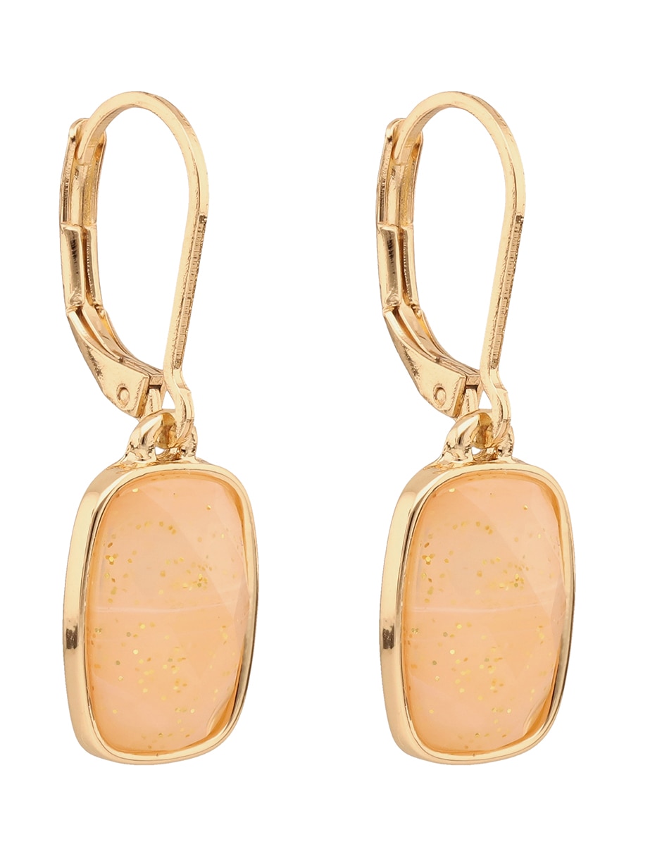 Aretes cortos rectangulares con acabado liso esmaltado 2