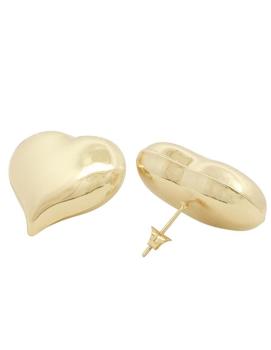 Aretes cortos de corazón Horoz 18 K con acabado chapa de oro
