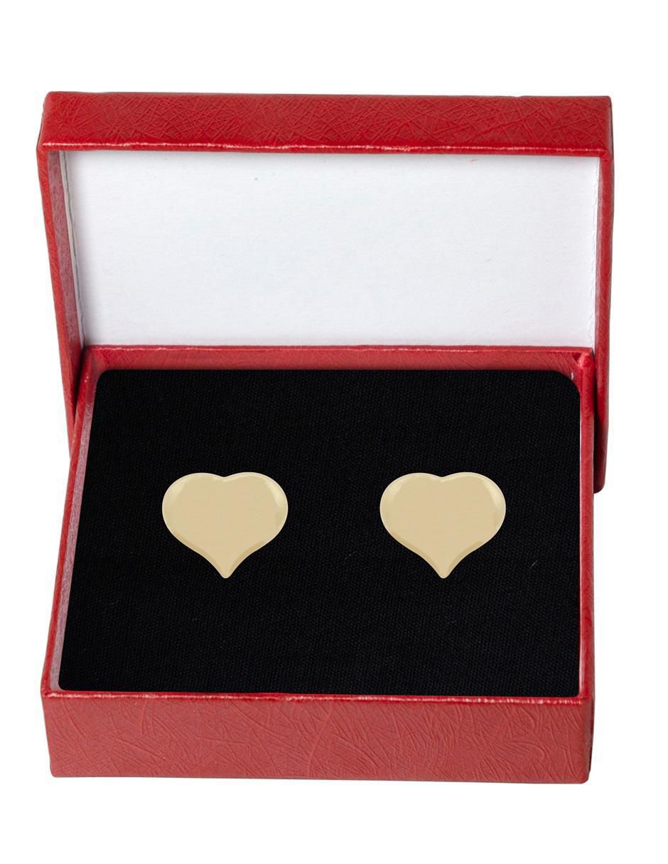 Aretes cortos de corazón Horoz 18 K con acabado chapa de oro