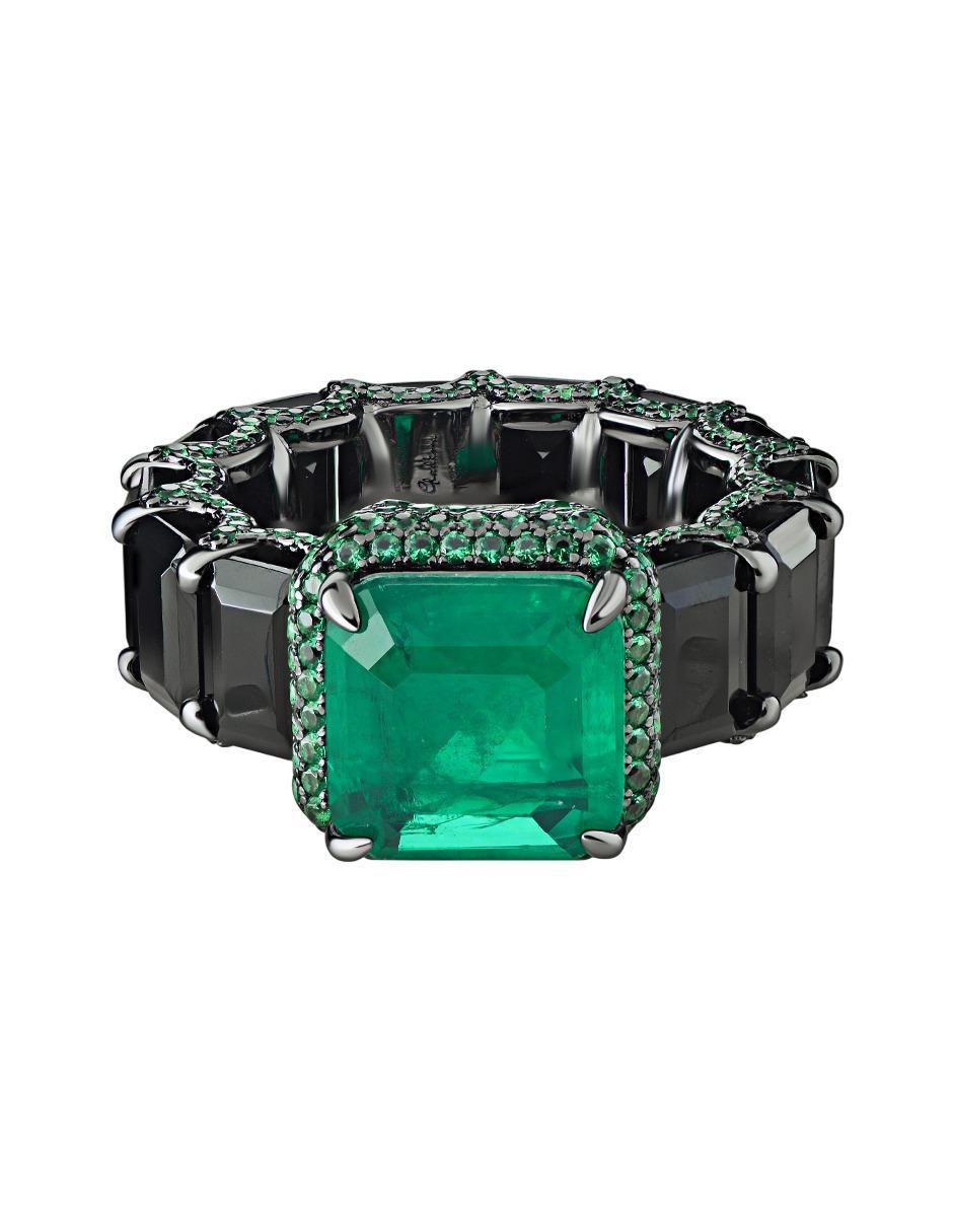 Anillo P 925 de plata esmeralda liso Anillo P 925 de plata esmeralda liso