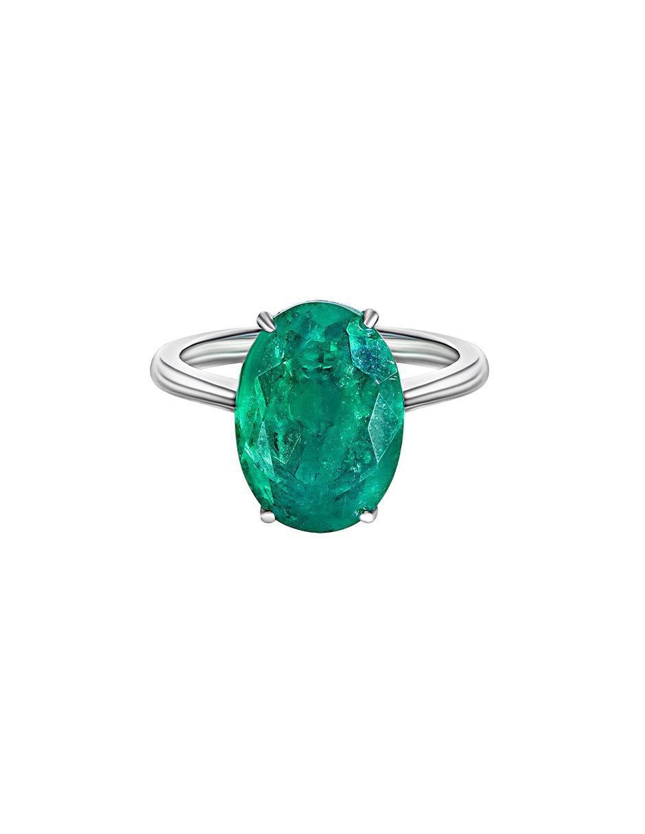 Anillo redondo P 925 de plata esmeralda liso Anillo redondo P 925 de plata esmeralda liso