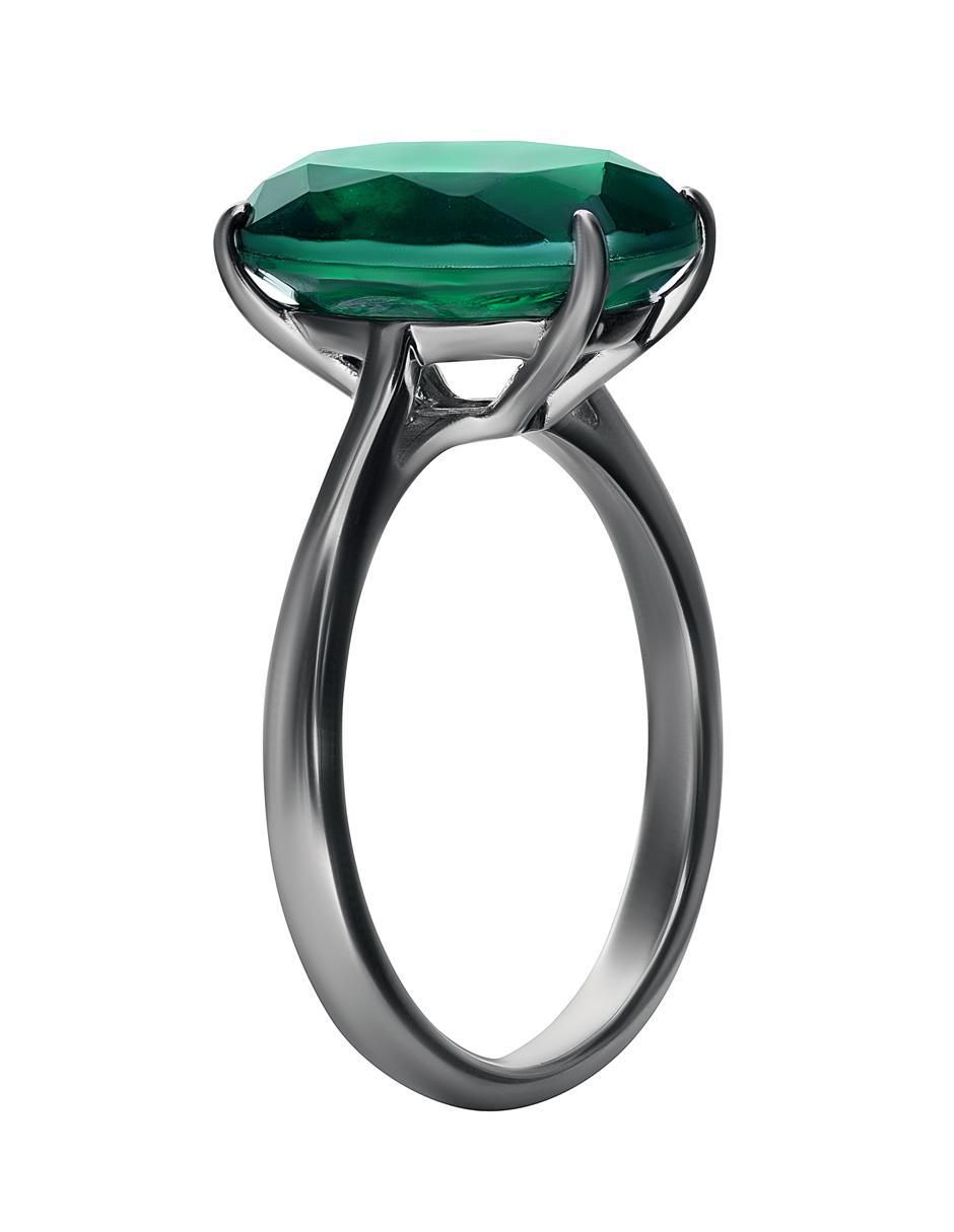 Anillo redondo P 925 de plata esmeralda liso 5