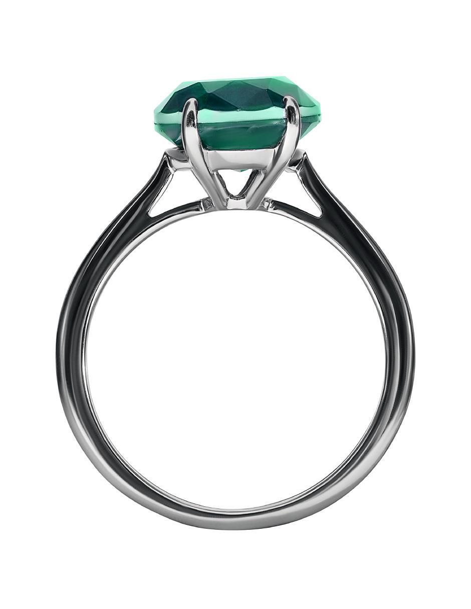 Anillo redondo P 925 de plata esmeralda liso 4