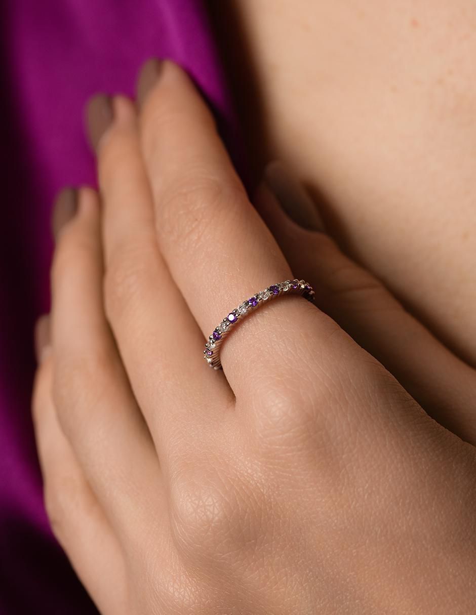 Anillo P 925 de plata amatista brillante