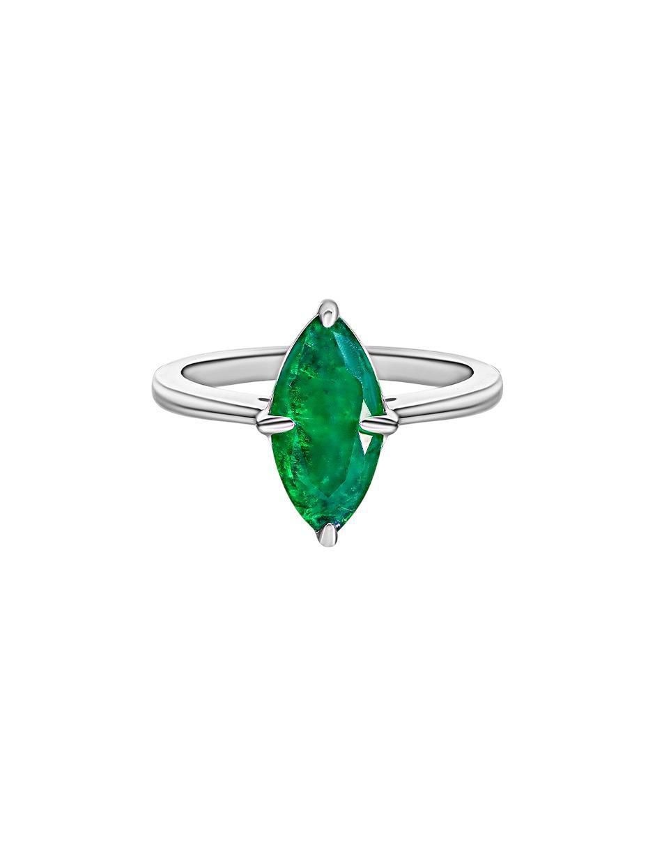 Anillo P 925 de plata esmeralda liso
