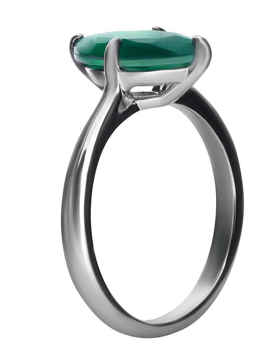 Anillo P 925 de plata esmeralda liso 4