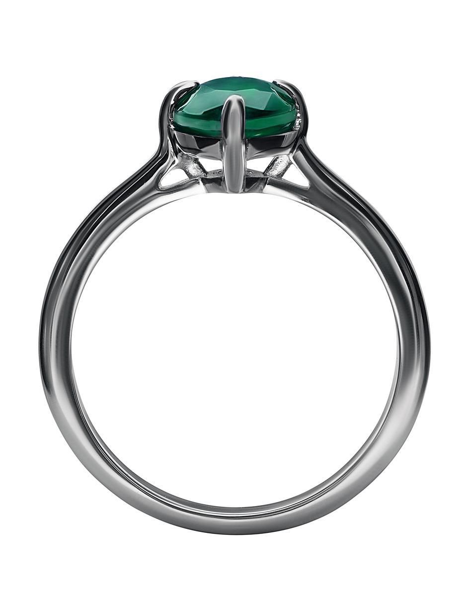 Anillo P 925 de plata esmeralda liso 3