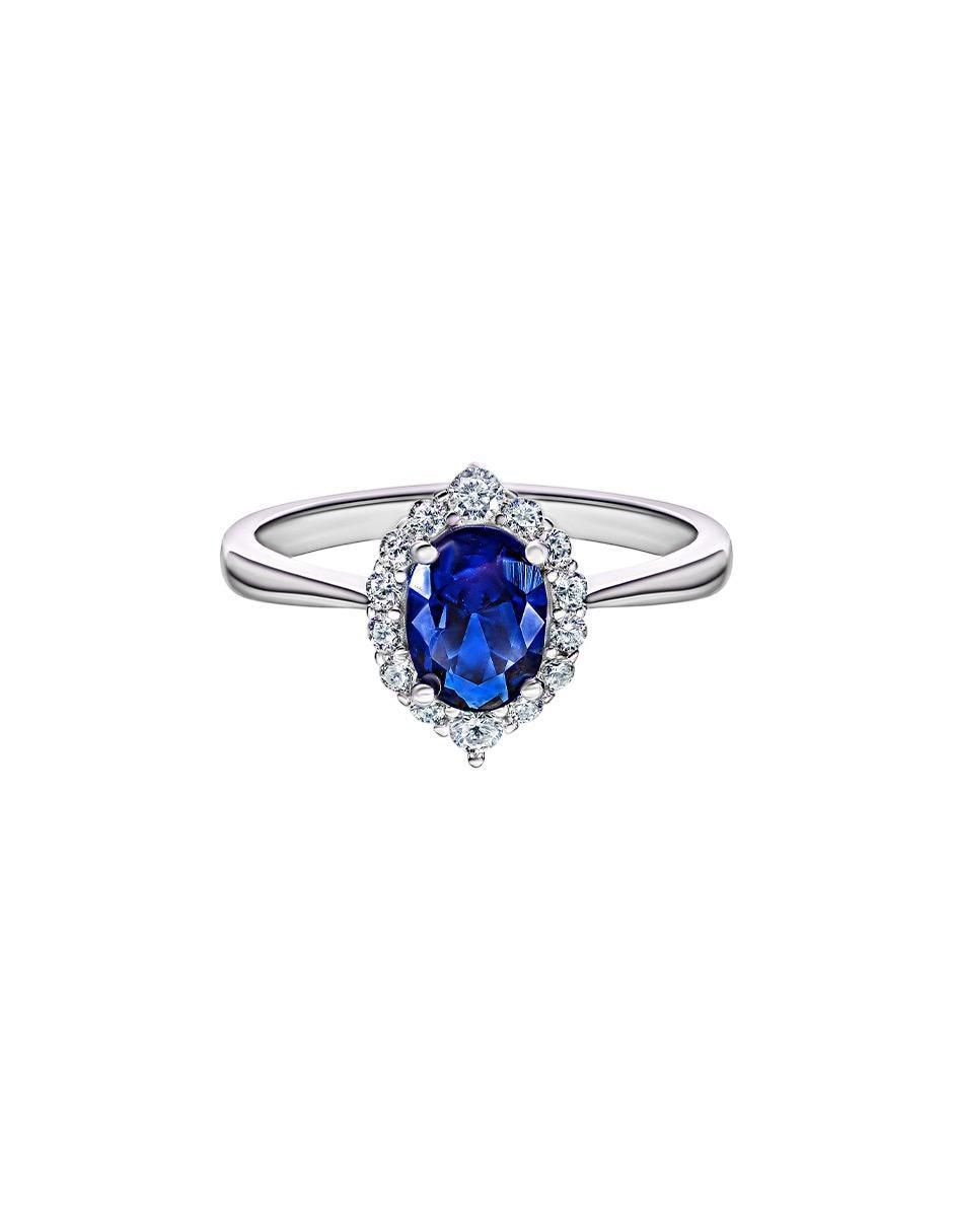 Anillo P 925 de plata zafiro pavé Anillo P 925 de plata zafiro pavé