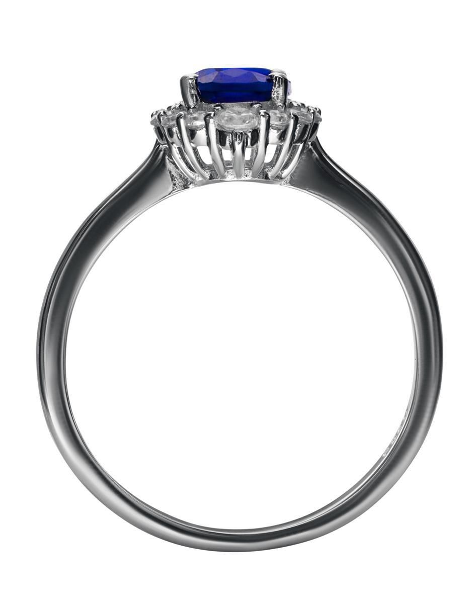 Anillo P 925 de plata zafiro pavé