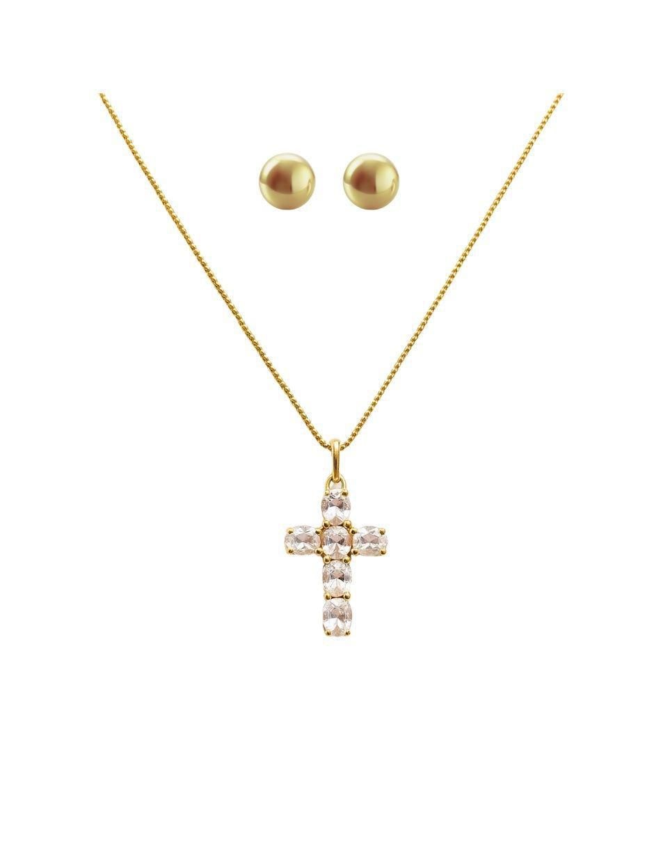 Set de collar y aretes Mancini 14 K zirconia