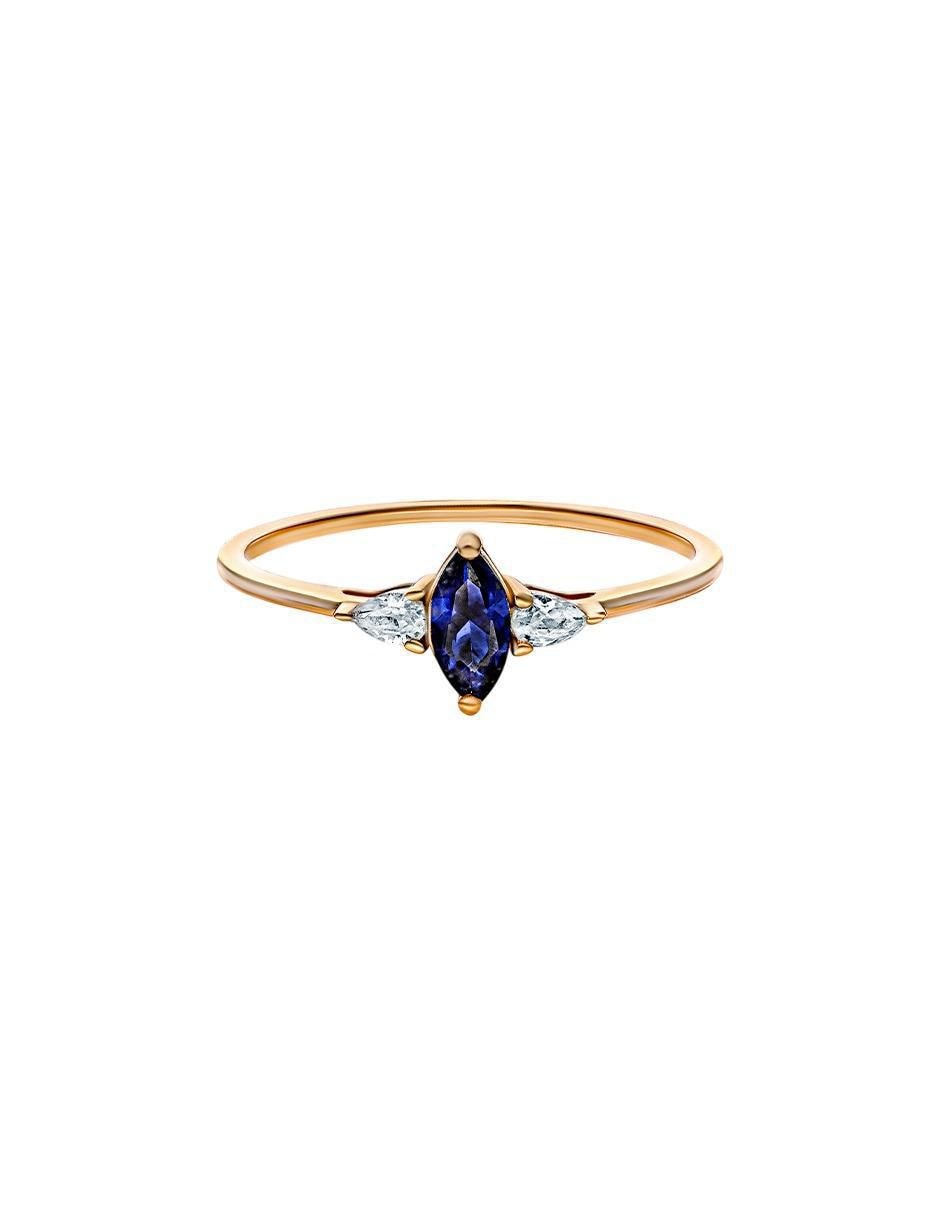 Anillo P 925 de plata zafiro chapa de oro Anillo P 925 de plata zafiro chapa de oro