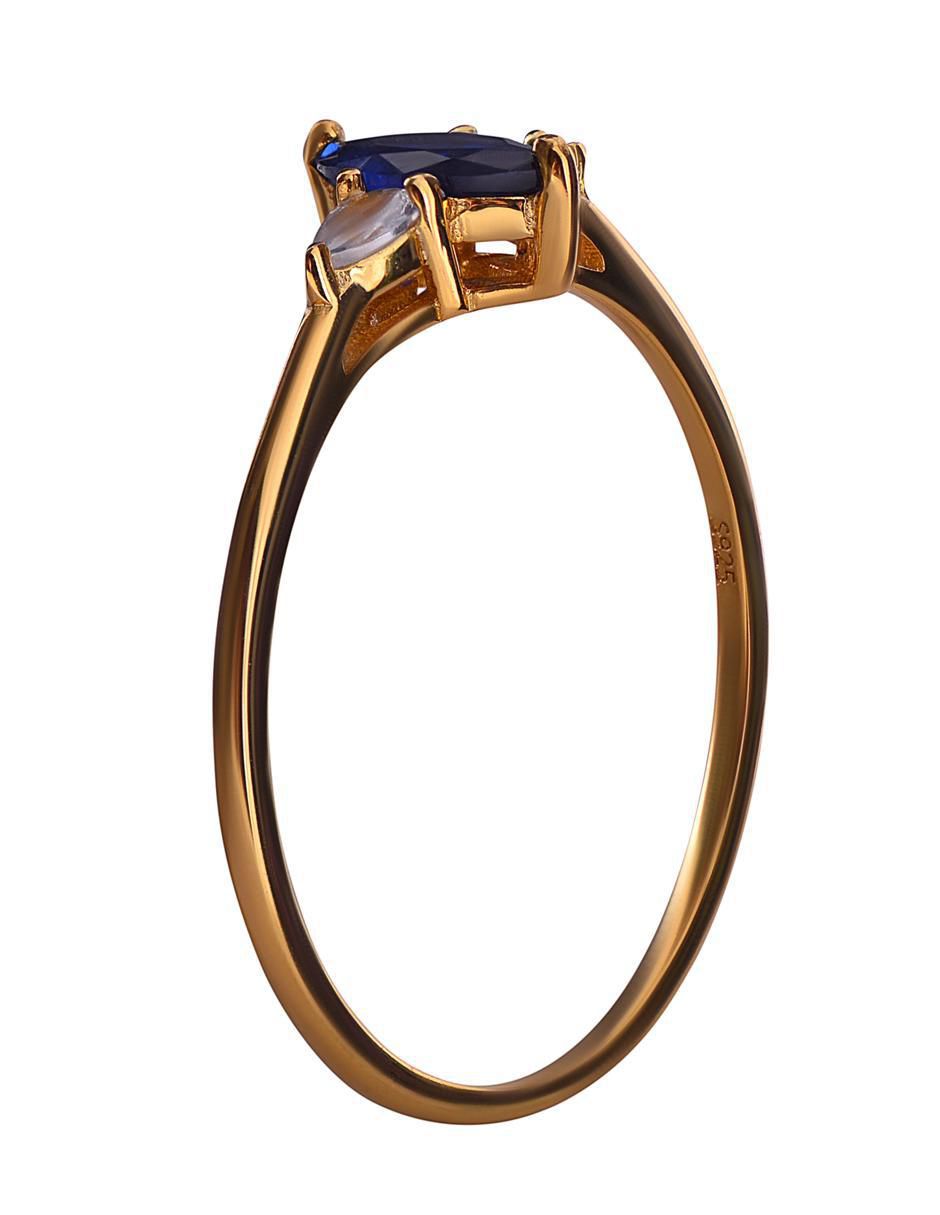 Anillo P 925 de plata zafiro chapa de oro