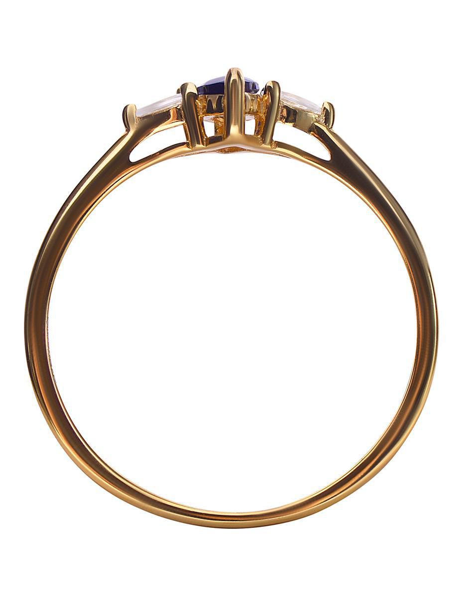 Anillo P 925 de plata zafiro chapa de oro