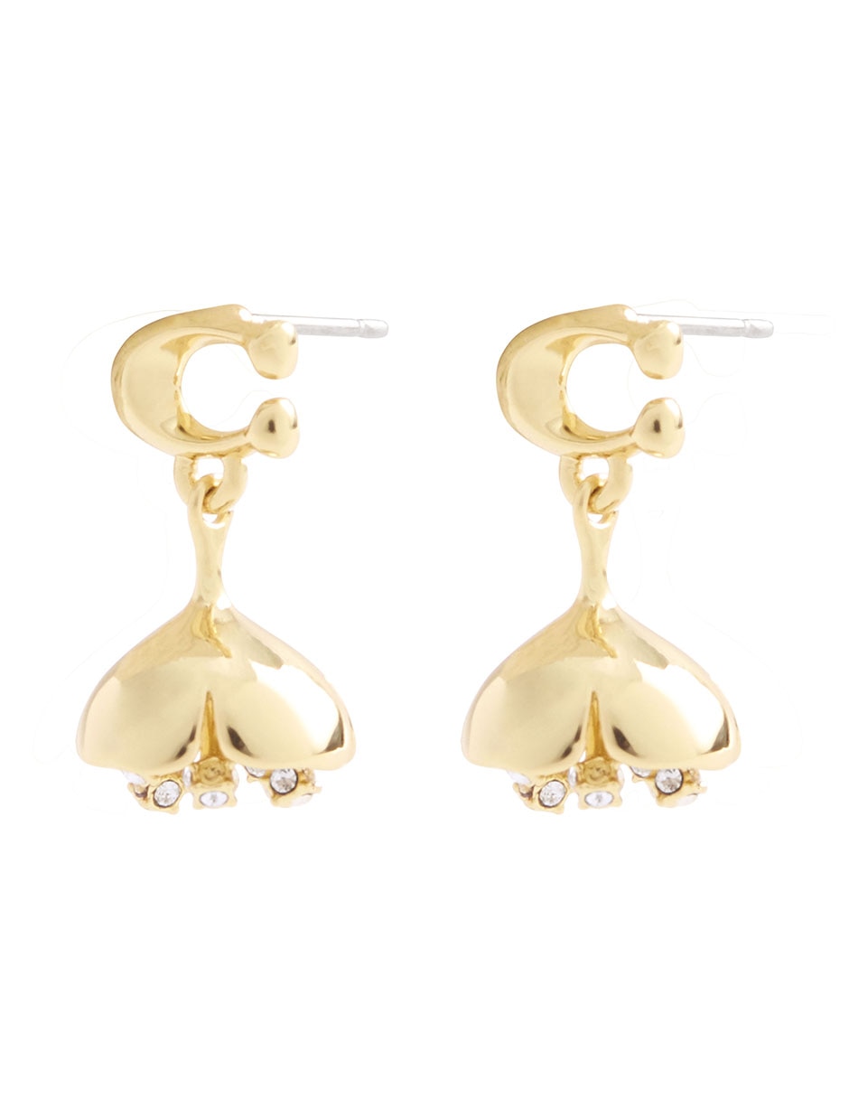 Aretes de letra c con acabado brillante 5