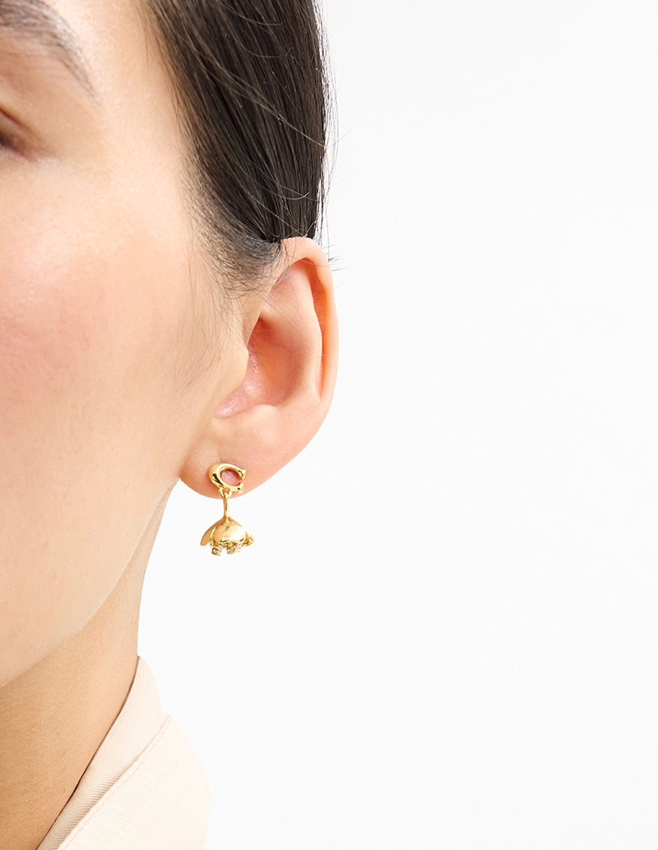 Aretes de letra c con acabado brillante 2