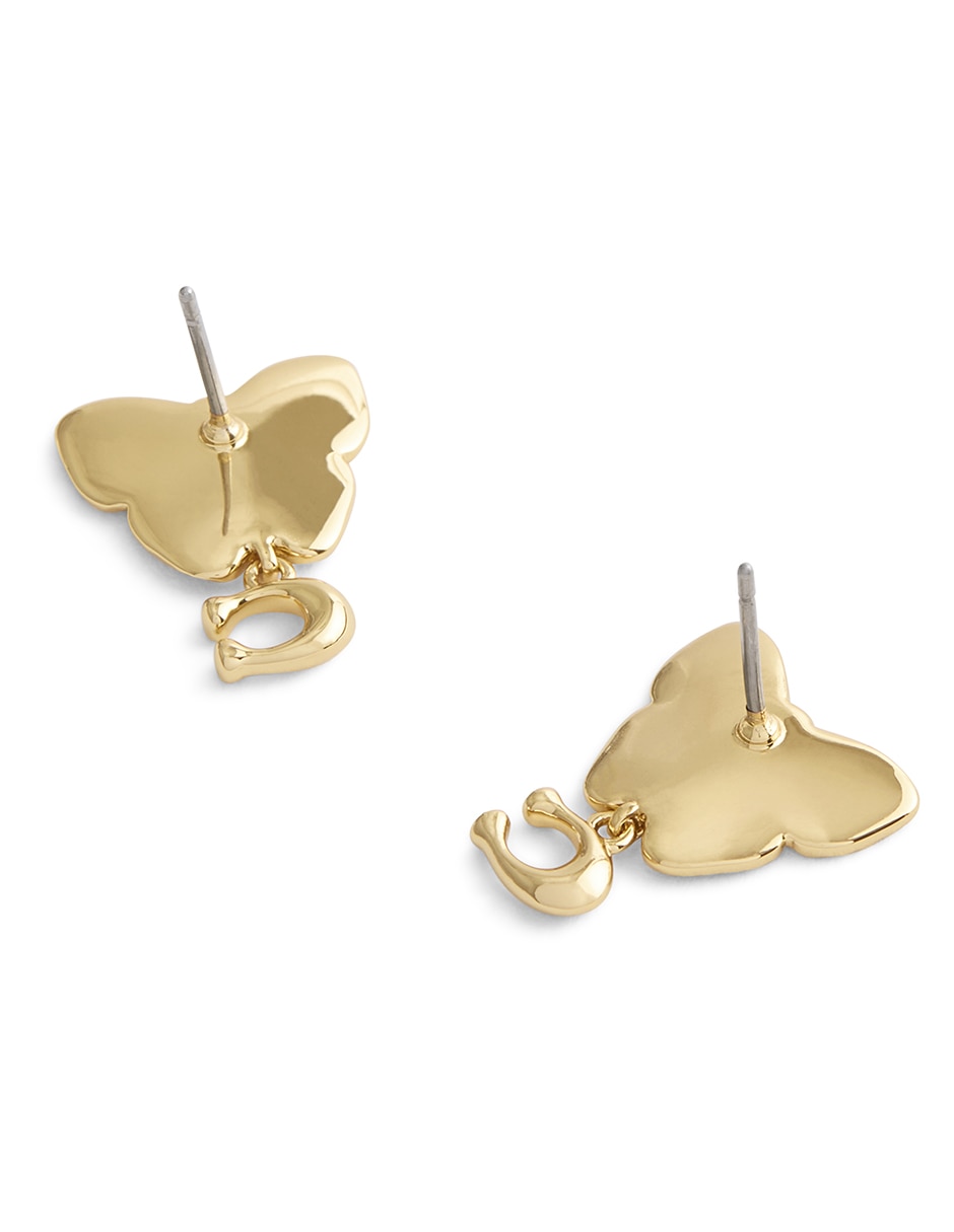 Aretes huggies de mariposa con acabado pulido 4