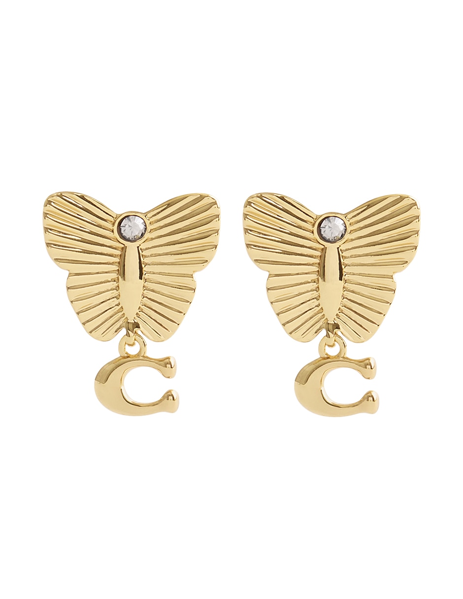 Aretes huggies de mariposa con acabado pulido 1