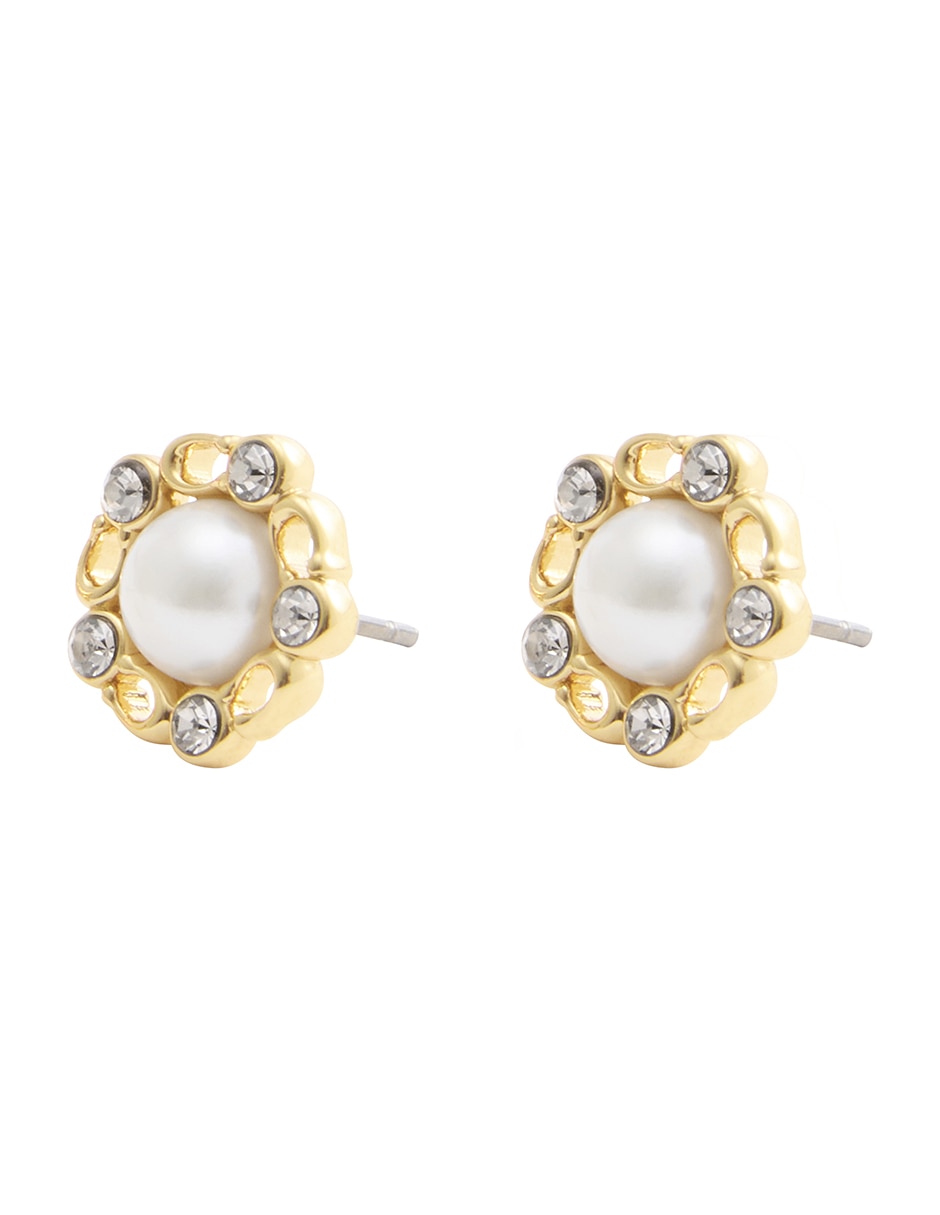 Broqueles de flor coach con acabado liso brillante