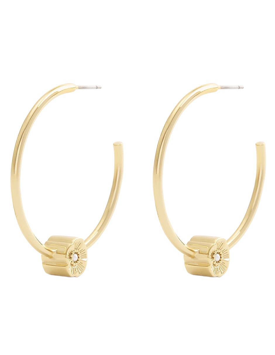 Arracadas de flor Coach Tea Rose Exquisite con acabado brillante