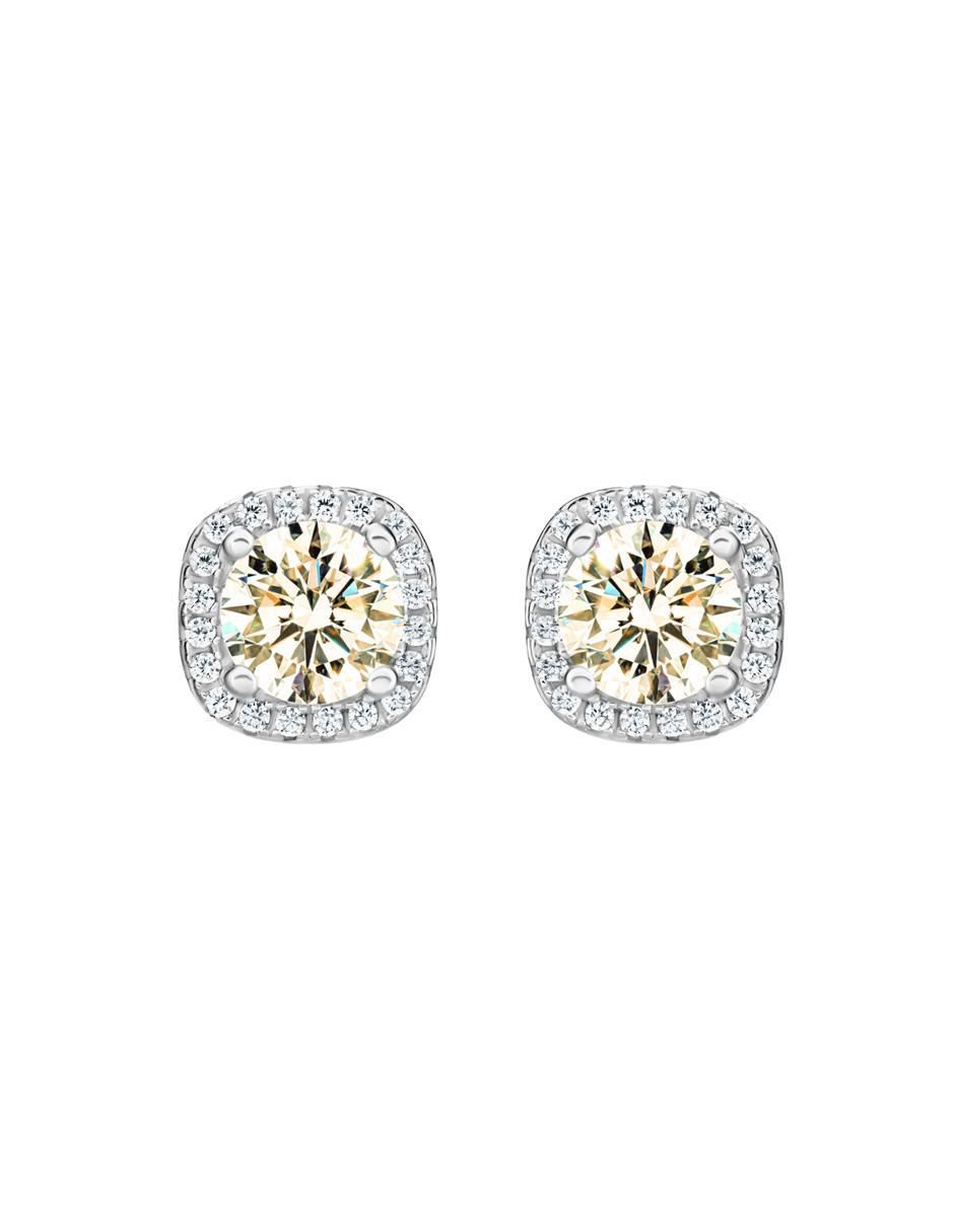 Broqueles de flor de plata P 925 con acabado brillante topacio Broqueles de flor de plata P 925 con acabado brillante topacio