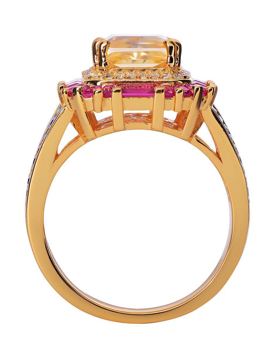 Anillo P 925 de plata zirconia chapa de oro