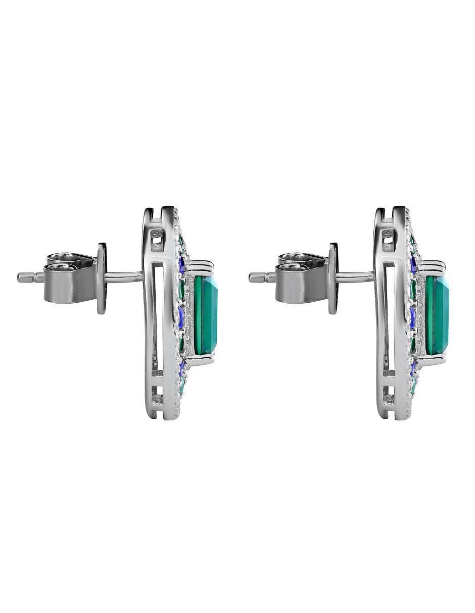 Broqueles ovalados de plata P 925 con acabado pavé esmeralda 3