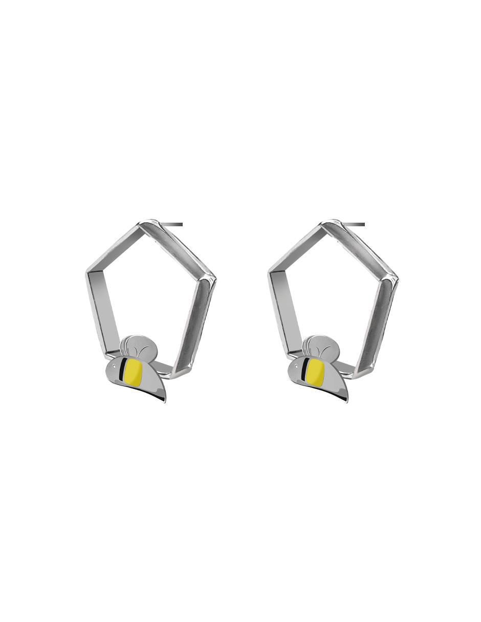 Aretes de abeja de plata P 925 con acabado brillante