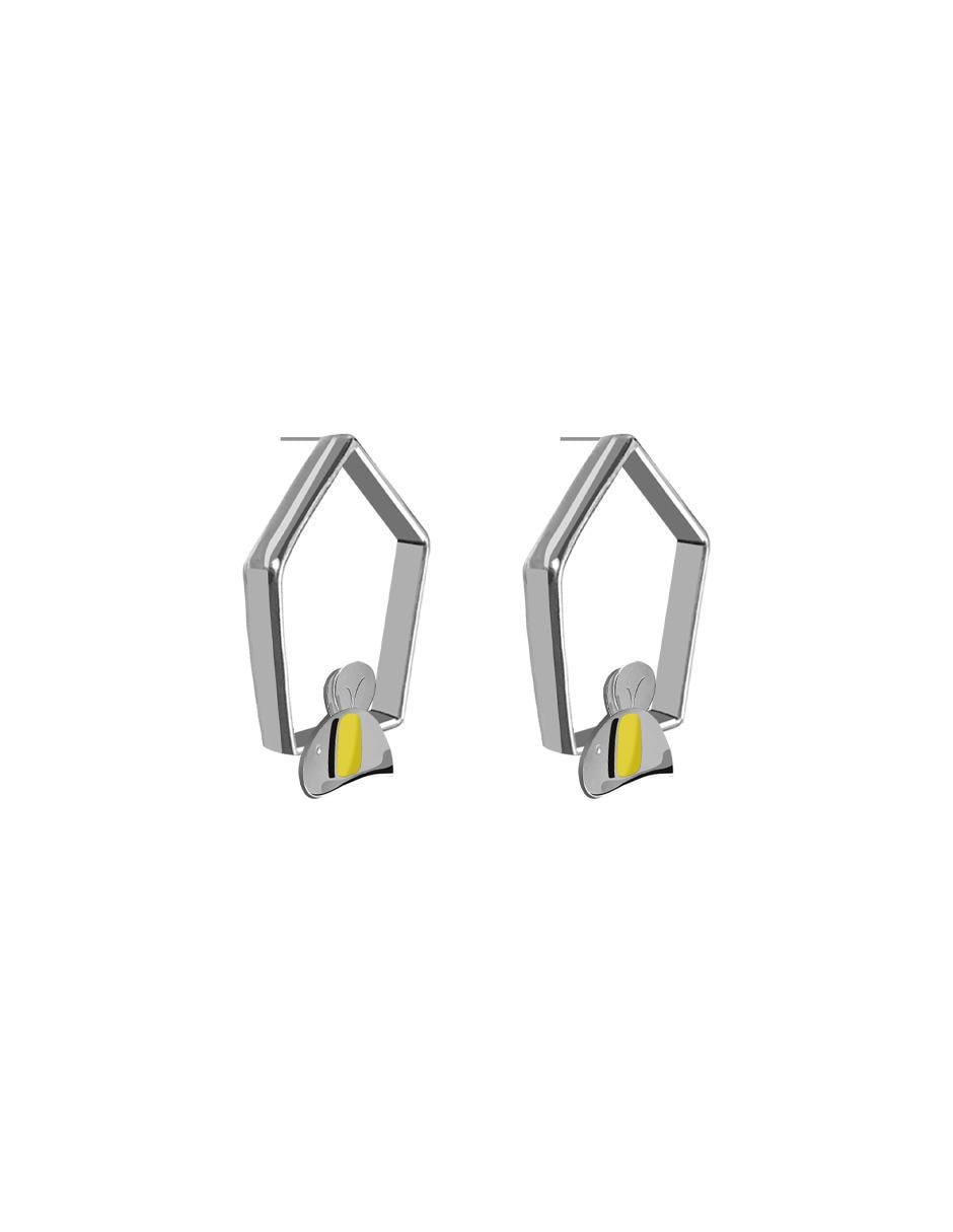 Aretes de abeja de plata P 925 con acabado brillante 2