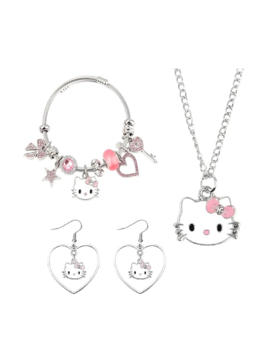 Aretes, collar y pulsera de figura Hello Kitty Aretes, collar y pulsera de figura Hello Kitty