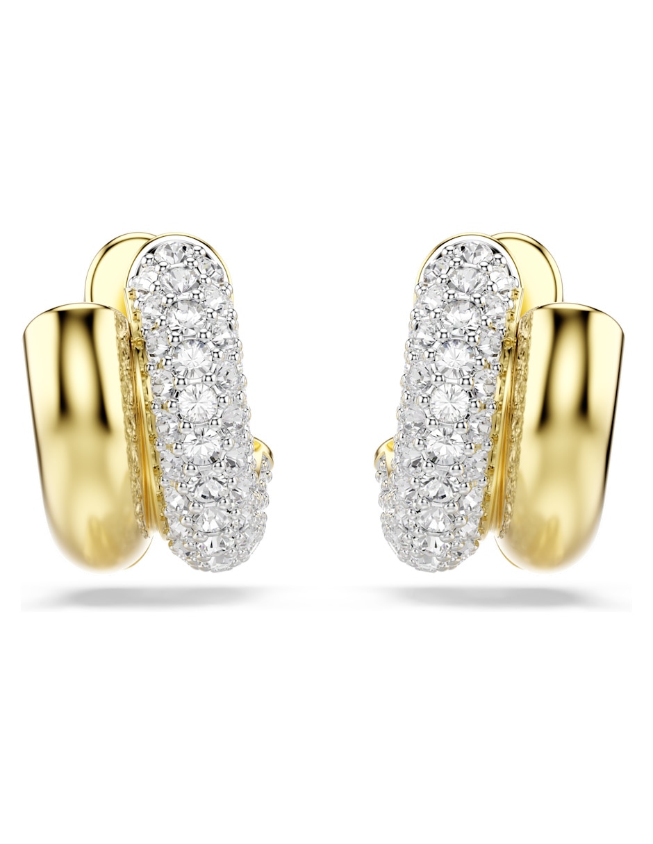 Aretes cortos de caracol Swarovsky Dextera Round con acabado brillante