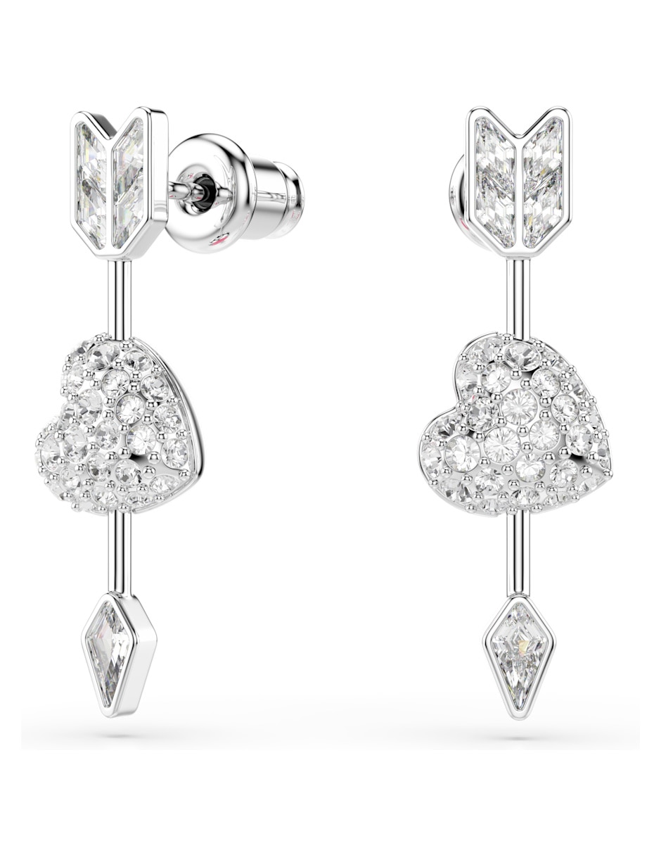 Aretes largos de corazón idyllia con acabado brillante 3
