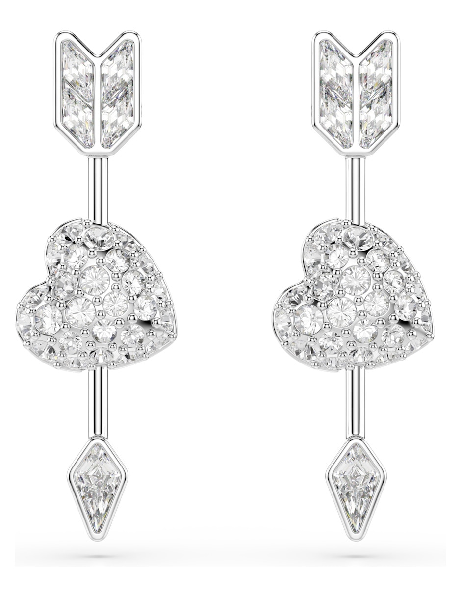 Aretes largos de corazón idyllia con acabado brillante