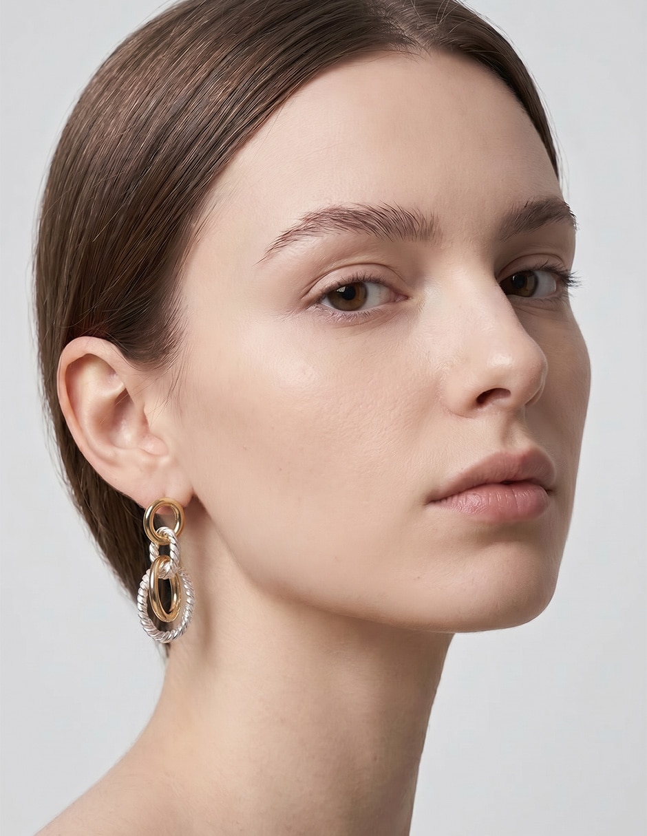 Aretes Largos Con Acabado Brillante 3