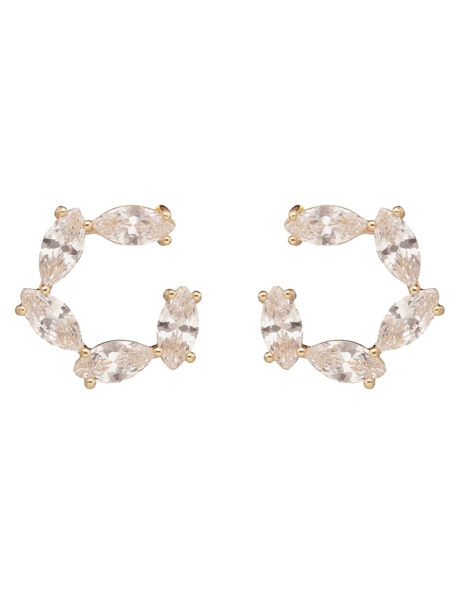 Aretes cortos de flor Napier Social Cz con acabado brillante