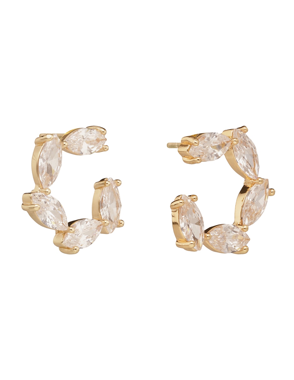 Aretes cortos de flor Social Cz con acabado brillante